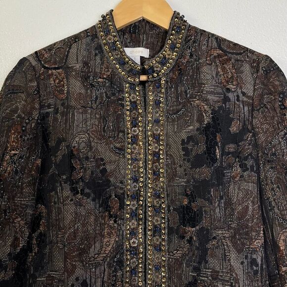 Chico’s Stunning Jewel Shireen Jacket 7/8 Sleeve Bejeweled Shimmery 1 Medium / 8 - Picture 3 of 10